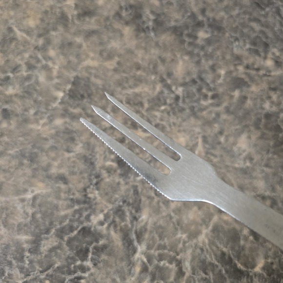 Vernco Granny 3 Prong Tine Meat Serving Fork Wood 9" Stainless - Picture 5 of 5